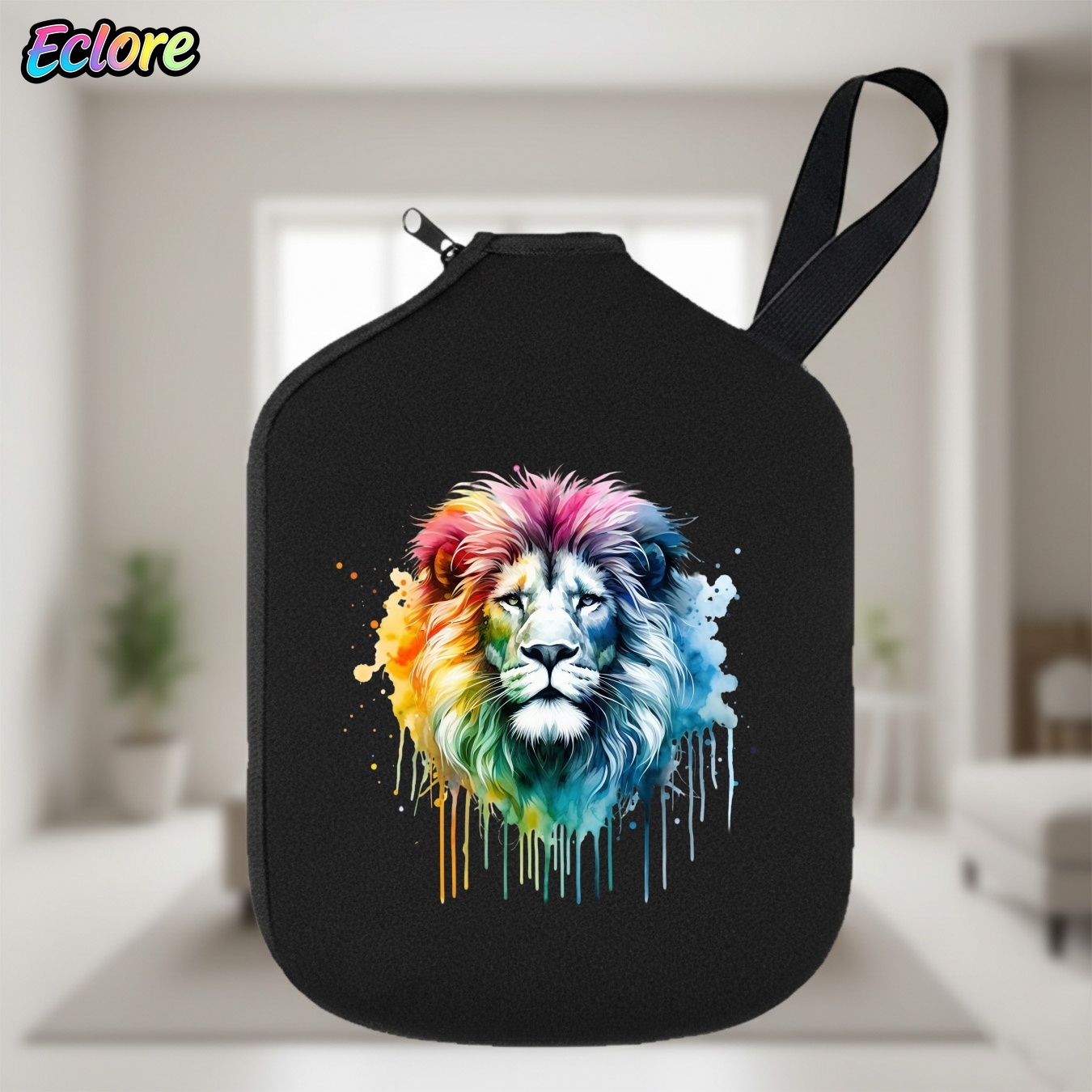 Table Tennis Usa - Colorful Watercolor Lion Head Pickleball Paddle