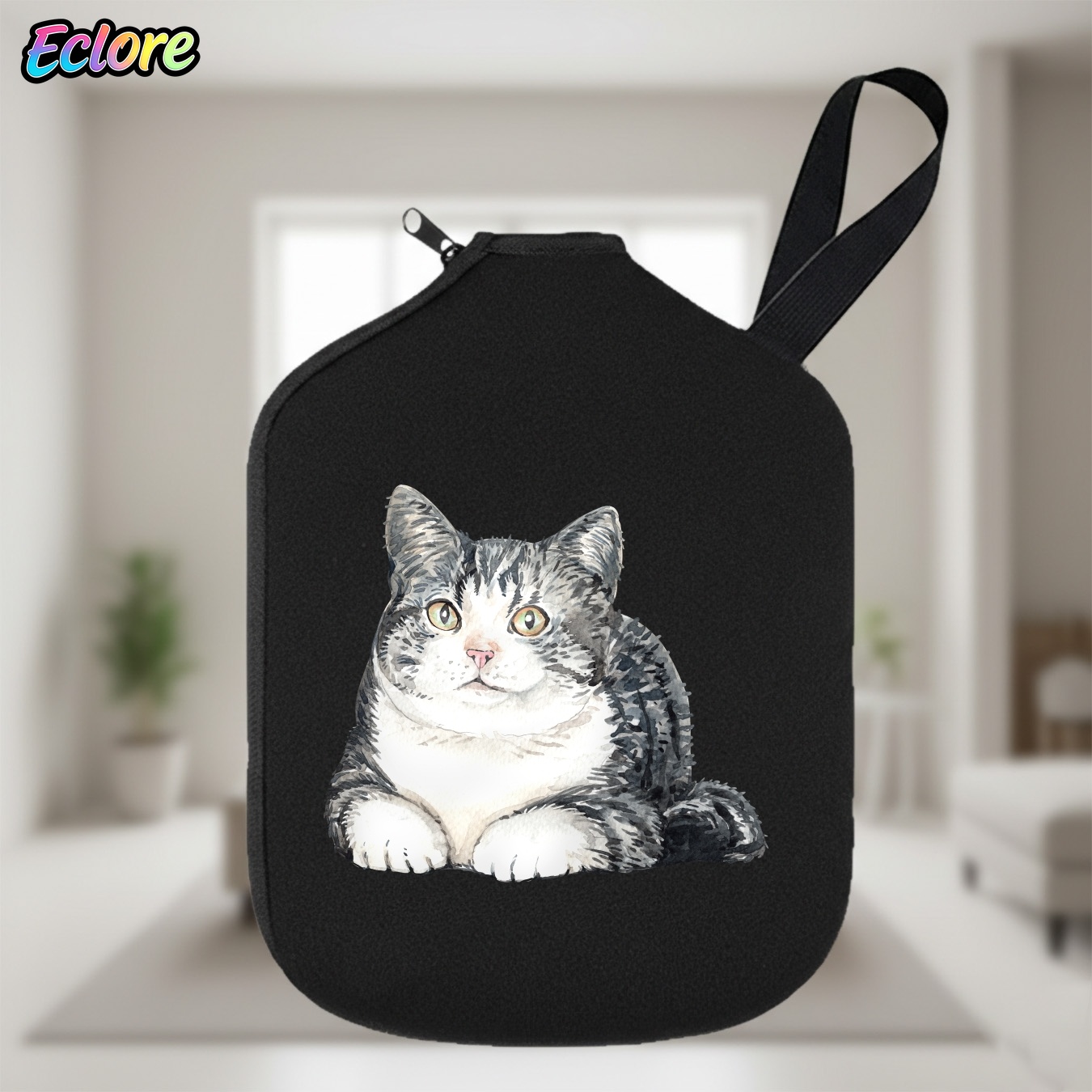 Table Tennis Usa - Cute Watercolor Cat Pickleball Paddle Cover